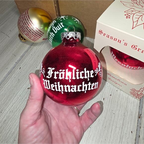 Vtg Mercury Glass Christmas Ornaments Austria German Set Of 4 Red Green Yellow - Picture 14 of 15